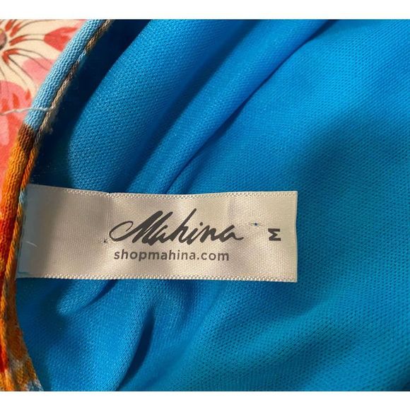Mahina Maui Boutique Long Wrap Dress Sundress Floral Open Back Hi-Lo Hemline M - Picture 12 of 12